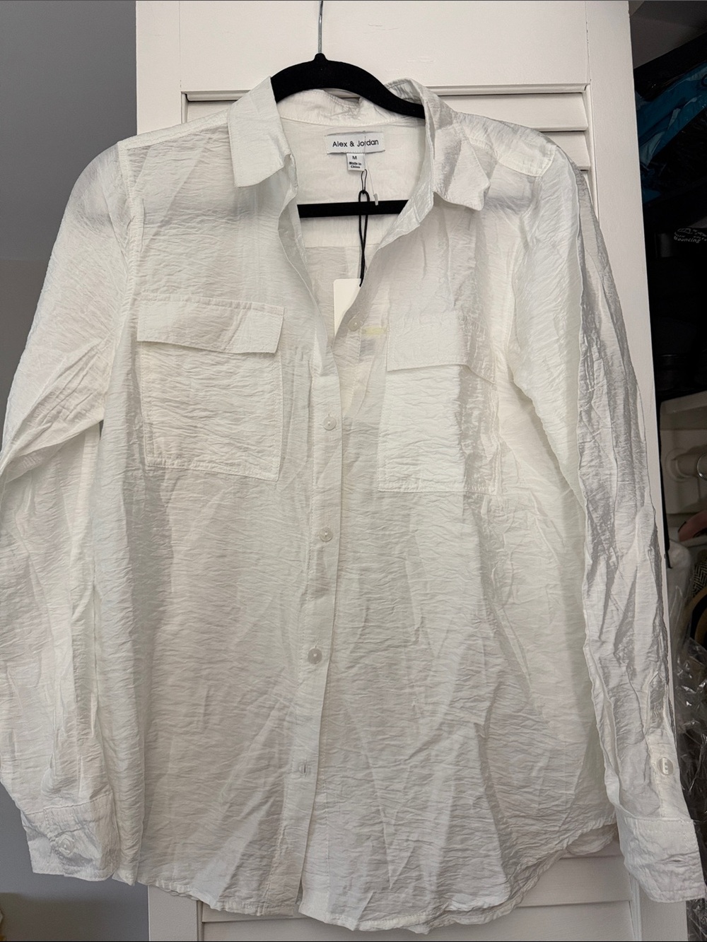 Alex and Jordan women’s White Button-Up Shirt